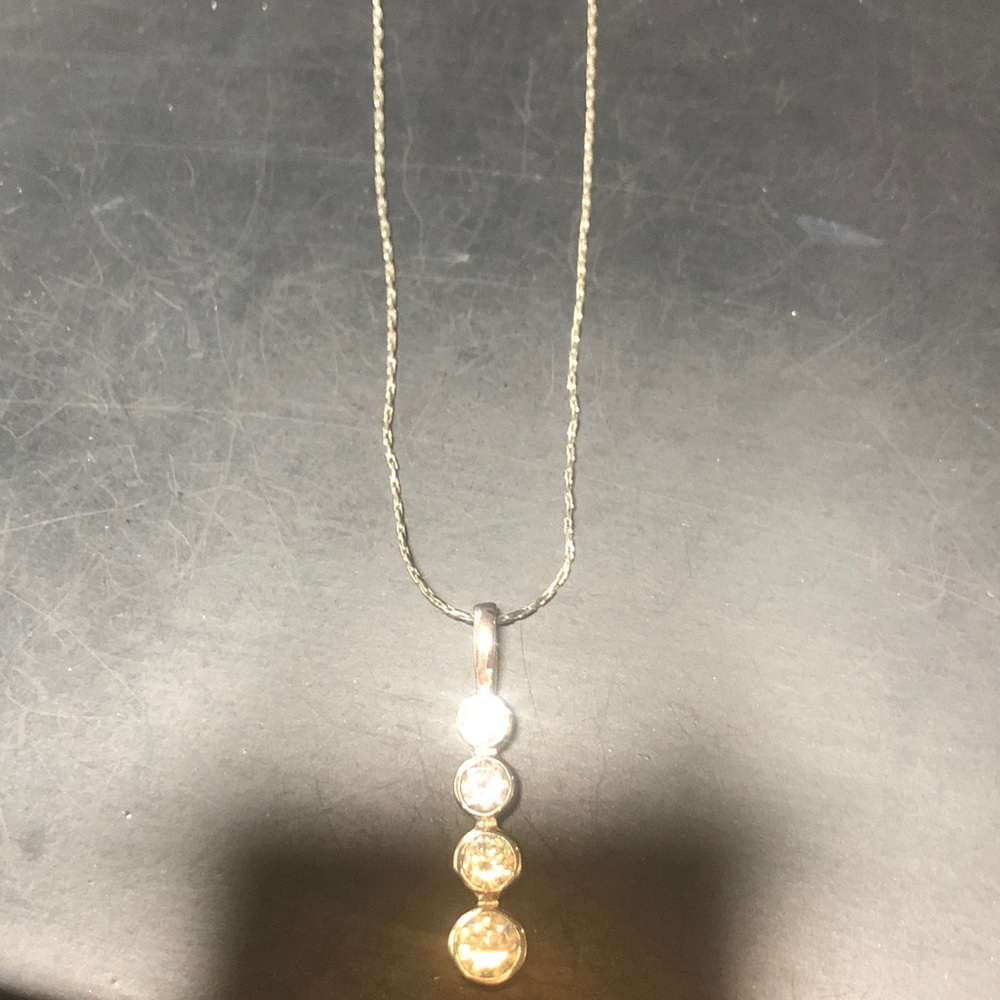 Sterling Silver White and Gold Drop Pendant Necklace
